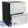 image:imageVEVOR 24 inch Undercounter Refrigerator 2 Drawer Refrigerator with Different Temperature 487 Cuft Capacity Waterproof Indoor and Outdoor Under Counter Freezer Fridge for Home and Commercial UseSilver