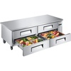 image:imageVEVOR 67W Commercial Refrigerator Pizza Prep Refrigerated Table 193 Ultra Wide Countertop Food Prep Fridge 203 CuFt Single Door Salad Prep Fridge 9 Pans Pizza Make Worktop with Cutting Board72 W Chief Base With 4 Drawers Refrigerator