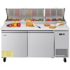 image:imageVEVOR 67W Commercial Refrigerator Pizza Prep Refrigerated Table 193 Ultra Wide Countertop Food Prep Fridge 203 CuFt Single Door Salad Prep Fridge 9 Pans Pizza Make Worktop with Cutting Board67W Pizza Prep Refrigerator