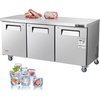 image:imageVEVOR 72 W Commercial Freezer 177 CuFt Worktop Freezers Undercounter with LED Auto Lighting and Lockable Door 3 Doors Food Freezing Prep Worktable Stainless Steel Prep Frozen Table with Casters