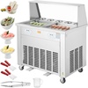 image:imageVEVOR Fried Ice Cream Roll Machine Stainless Steel Commercial Rolled Ice Cream Maker with Compressor and 4 Scrapers2Pcs 177 x 177 Square StirFried Ice Cream Pans for Frozen YogurtIce Cream1750Wdouble pans