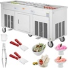 image:imageVEVOR Fried Ice Cream Roll Machine Stainless Steel Commercial Rolled Ice Cream Maker with Compressor and 4 Scrapers2Pcs 177 x 177 Square StirFried Ice Cream Pans for Frozen YogurtIce Cream2100Wdouble pans