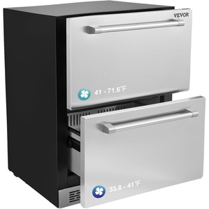 image:imageVEVOR 24 Undercounter Refrigerator 2 Drawer Wine Refrigerator with Different Temperature 487 Cuft Capacity Waterproof Indoor and Outdoor Under Counter Drawer Fridge for Home and Commercial Use
