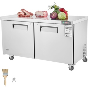 image:imageVEVOR 48W Commercial Refrigerator 125 Cu Ft Sandwich Prep Refrigerated Table Mega Top Food Prep Fridge with 12 Pans and Cutting Board Stainless Steel Salad Prep Cooler for Restaurant Food Truck60W Worktop Refrigerator