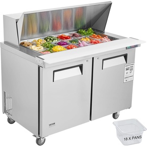 image:imageVEVOR 72 Commercial Refrigerator Sandwich amp Salad Prep Table 20 Cu Ft Stainless Steel Refrigerated Food Prep Station with 3 Doors Frost Free Refrigerator with Lock for Restaurant Bar Store48W with 18 Pans