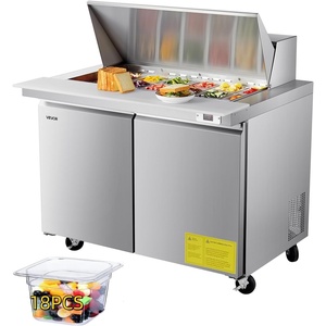 image:imageVEVOR Chef Base Refrigerator 52 W Commercial Chef Bases Worktop Refrigerators 2Drawer Under Counter Fridge with 8 Pans Stainless Steel HeavyDuty Refrigerated Base Invisible Door Handle48W with 18 Pans