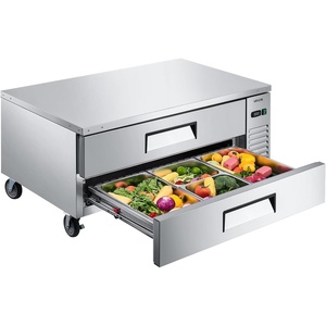 image:imageVEVOR Chef Base Refrigerator 52 W Commercial Chef Bases Worktop Refrigerators 2Drawer Under Counter Fridge with 8 Pans Stainless Steel HeavyDuty Refrigerated Base Invisible Door Handle52 W Chief Base With 2 Drawers