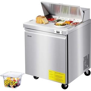 image:imageVEVOR Chef Base Refrigerator 52 W Commercial Chef Bases Worktop Refrigerators 2Drawer Under Counter Fridge with 8 Pans Stainless Steel HeavyDuty Refrigerated Base Invisible Door Handle28W with 8 Pans