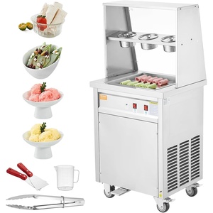 image:imageVEVOR Fried Ice Cream Roll Machine Stainless Steel Commercial Rolled Ice Cream Maker with Compressor and 4 Scrapers2Pcs 177 x 177 Square StirFried Ice Cream Pans for Frozen YogurtIce Cream840Wsingle pan