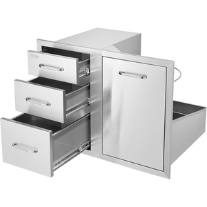 image:imageVEVOR Outdoor Kitchen Door Drawer Combo 295W x 226H x 217D Access DoorTriple Drawers with Propane Drawer and Adjustable Garbage Ring Perfect for BBQ Island Patio Grill Station