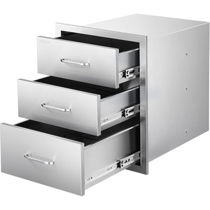 image:imageVEVOR Outdoor Kitchen Drawers 13 W x 205 H x 21 D Flush Mount Double BBQ Access Drawers with Stainless Steel Handle BBQ Island for Outdoor Kitchens or Patio Grill Station1811W x 2323H x 2323D Inch