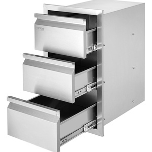 image:imageVEVOR Outdoor Kitchen Drawers 13 W x 205 H x 21 D Flush Mount Double BBQ Access Drawers with Stainless Steel Handle BBQ Island for Outdoor Kitchens or Patio Grill Station147W x 254H x 187D Inch