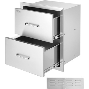 image:imageVEVOR Outdoor Kitchen Drawers 13 W x 205 H x 21 D Flush Mount Double BBQ Access Drawers with Stainless Steel Handle BBQ Island for Outdoor Kitchens or Patio Grill Station178W x 202H x 122D Inch