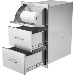 image:imageVEVOR Outdoor Kitchen Drawers 13 W x 205 H x 21 D Flush Mount Double BBQ Access Drawers with Stainless Steel Handle BBQ Island for Outdoor Kitchens or Patio Grill StationTissue 17W x 30H x 21D Inch