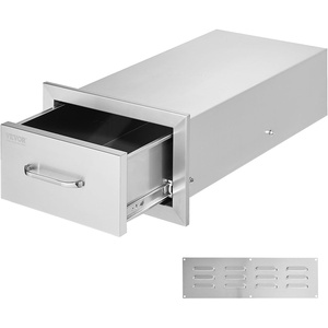 image:imageVEVOR Outdoor Kitchen Drawers 13 W x 205 H x 21 D Flush Mount Double BBQ Access Drawers with Stainless Steel Handle BBQ Island for Outdoor Kitchens or Patio Grill Station14W x 85H x 23D Inch