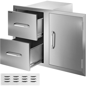 image:imageVEVOR Outdoor Kitchen Drawers 13 W x 205 H x 21 D Flush Mount Double BBQ Access Drawers with Stainless Steel Handle BBQ Island for Outdoor Kitchens or Patio Grill StationDrawerDoor 325W x 22H x 205D Inch
