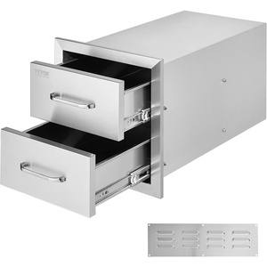 image:imageVEVOR Outdoor Kitchen Trash Drawer 197W x 29H x 157D Inch Outdoor Kitchen Drawers Cabinets Stainless Steel BBQ Island Drawers Trash Pull Out Drawer BBQ Trash Bin Outdoor Grill DrawersSUS