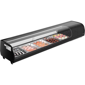image:imageVEVOR Sushi Display Case Refrigerator 29 Cuft Commercial Sushi Case 5Pan Countertop Showcase with Curved Glass LED Lighting and Digital Temperature Control for SushiBar Restaurant Store7028in 5 Pan