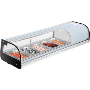 image:imageVEVOR Sushi Display Case Refrigerator 29 Cuft Commercial Sushi Case 5Pan Countertop Showcase with Curved Glass LED Lighting and Digital Temperature Control for SushiBar Restaurant Store5276in 5 Pan