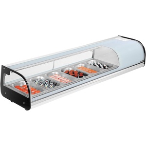 image:imageVEVOR Sushi Display Case Refrigerator 29 Cuft Commercial Sushi Case 5Pan Countertop Showcase with Curved Glass LED Lighting and Digital Temperature Control for SushiBar Restaurant Store5945in 6 Pan