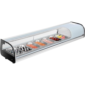 image:imageVEVOR Sushi Display Case Refrigerator 29 Cuft Commercial Sushi Case 5Pan Countertop Showcase with Curved Glass LED Lighting and Digital Temperature Control for SushiBar Restaurant Store6653in 7 Pan