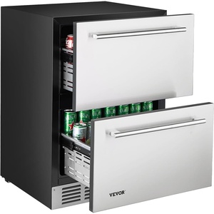 image:imageVEVOR Under Counter Drawer Refrigerator 24 In Stainless Steel Fridge with Temperature Control Dual Drawer Refrigerator with Powerful Compressor amp LED Display for Home Office and Commercial Use