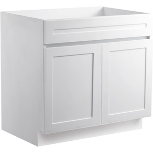 image:imageVEVOR White Shaker Base Cabinet with Drawer 18Inch Unassembled Drawer Base Cabinet 18 W x 24 D x 345 H Ready to Assemble Cabinet with SoftClose Door and Adjustable Shelf for Home Office36W Sink Base Cabinet