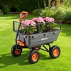 image:imageVEVOR 10 CuFt 1200LBS Poly Garden Cart Dump Wagon Heavy Duty Wheelbarrow with Convertible Handle and 13 Flat Free Tires Outdoor Yard Wagon ATV Trailer Dump Cart Tow Behind for Lawn Mower TractorGrey01
