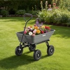 image:imageVEVOR 10 CuFt 1200LBS Poly Garden Cart Dump Wagon Heavy Duty Wheelbarrow with Convertible Handle and 13 Flat Free Tires Outdoor Yard Wagon ATV Trailer Dump Cart Tow Behind for Lawn Mower TractorDarkgrey