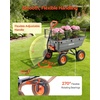image:imageVEVOR 10 CuFt 1200LBS Poly Garden Cart Dump Wagon Heavy Duty Wheelbarrow with Convertible Handle and 13 Flat Free Tires Outdoor Yard Wagon ATV Trailer Dump Cart Tow Behind for Lawn Mower TractorGrey01