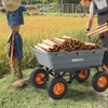 image:imageVEVOR 10 CuFt 1200LBS Poly Garden Cart Dump Wagon Heavy Duty Wheelbarrow with Convertible Handle and 13 Flat Free Tires Outdoor Yard Wagon ATV Trailer Dump Cart Tow Behind for Lawn Mower TractorGray