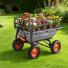 image:imageVEVOR 10 CuFt 1200LBS Poly Garden Cart Dump Wagon Heavy Duty Wheelbarrow with Convertible Handle and 13 Flat Free Tires Outdoor Yard Wagon ATV Trailer Dump Cart Tow Behind for Lawn Mower TractorGrey01