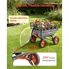 image:imageVEVOR 10 CuFt 1200LBS Poly Garden Cart Dump Wagon Heavy Duty Wheelbarrow with Convertible Handle and 13 Flat Free Tires Outdoor Yard Wagon ATV Trailer Dump Cart Tow Behind for Lawn Mower TractorGrey01