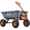 image:imageVEVOR 10 CuFt 1200LBS Poly Garden Cart Dump Wagon Heavy Duty Wheelbarrow with Convertible Handle and 13 Flat Free Tires Outdoor Yard Wagon ATV Trailer Dump Cart Tow Behind for Lawn Mower TractorGray
