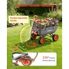 image:imageVEVOR 10 CuFt 1200LBS Poly Garden Cart Dump Wagon Heavy Duty Wheelbarrow with Convertible Handle and 13 Flat Free Tires Outdoor Yard Wagon ATV Trailer Dump Cart Tow Behind for Lawn Mower TractorGrey01