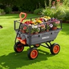 image:imageVEVOR 10 CuFt 1200LBS Poly Garden Cart Dump Wagon Heavy Duty Wheelbarrow with Convertible Handle and 13 Flat Free Tires Outdoor Yard Wagon ATV Trailer Dump Cart Tow Behind for Lawn Mower TractorGrey01