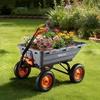 image:imageVEVOR 10 CuFt 1200LBS Poly Garden Cart Dump Wagon Heavy Duty Wheelbarrow with Convertible Handle and 13 Flat Free Tires Outdoor Yard Wagon ATV Trailer Dump Cart Tow Behind for Lawn Mower TractorGray