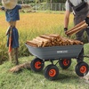 image:imageVEVOR 10 CuFt 1200LBS Poly Garden Cart Dump Wagon Heavy Duty Wheelbarrow with Convertible Handle and 13 Flat Free Tires Outdoor Yard Wagon ATV Trailer Dump Cart Tow Behind for Lawn Mower TractorGray