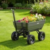 image:imageVEVOR 10 CuFt 1200LBS Poly Garden Cart Dump Wagon Heavy Duty Wheelbarrow with Convertible Handle and 13 Flat Free Tires Outdoor Yard Wagon ATV Trailer Dump Cart Tow Behind for Lawn Mower TractorDarkgrey