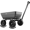image:imageVEVOR 10 CuFt 1200LBS Poly Garden Cart Dump Wagon Heavy Duty Wheelbarrow with Convertible Handle and 13 Flat Free Tires Outdoor Yard Wagon ATV Trailer Dump Cart Tow Behind for Lawn Mower TractorDarkgrey