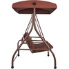 image:imageVEVOR 2 in 1 Outdoor Porch Swing for Adults 3Seat Patio Swing Chair with Adjustable Canopy amp Cushions for Backyard Garden Poolside BurgundyBrown