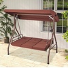 image:imageVEVOR 2 in 1 Outdoor Porch Swing for Adults 3Seat Patio Swing Chair with Adjustable Canopy amp Cushions for Backyard Garden Poolside BurgundyBrown