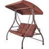 image:imageVEVOR 2 in 1 Outdoor Porch Swing for Adults 3Seat Patio Swing Chair with Adjustable Canopy amp Cushions for Backyard Garden Poolside BurgundyBrown