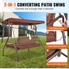image:imageVEVOR 2 in 1 Outdoor Porch Swing for Adults 3Seat Patio Swing Chair with Adjustable Canopy amp Cushions for Backyard Garden Poolside BurgundyBrown