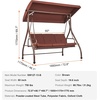 image:imageVEVOR 2 in 1 Outdoor Porch Swing for Adults 3Seat Patio Swing Chair with Adjustable Canopy amp Cushions for Backyard Garden Poolside BurgundyBrown