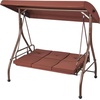 image:imageVEVOR 2 in 1 Outdoor Porch Swing for Adults 3Seat Patio Swing Chair with Adjustable Canopy amp Cushions for Backyard Garden Poolside BurgundyBrown