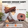 image:imageVEVOR 2 in 1 Outdoor Porch Swing for Adults 3Seat Patio Swing Chair with Adjustable Canopy amp Cushions for Backyard Garden Poolside BurgundyBrown