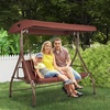 image:imageVEVOR 2 in 1 Outdoor Porch Swing for Adults 3Seat Patio Swing Chair with Adjustable Canopy amp Cushions for Backyard Garden Poolside BurgundyBrown