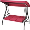 image:imageVEVOR 2 in 1 Outdoor Porch Swing for Adults 3Seat Patio Swing Chair with Adjustable Canopy amp Cushions for Backyard Garden Poolside BurgundyBurgundy