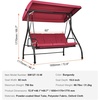 image:imageVEVOR 2 in 1 Outdoor Porch Swing for Adults 3Seat Patio Swing Chair with Adjustable Canopy amp Cushions for Backyard Garden Poolside BurgundyBurgundy